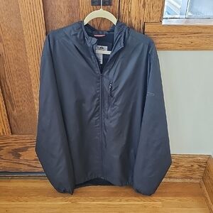 Champion Mens Dark Grey Nylon Packable Jacket Zip Pockets Hooded Full Zip Sz XL